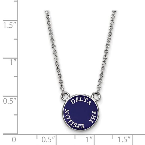 Sterling Silver Delta Phi Epsilon Small Enamel Disc Necklace